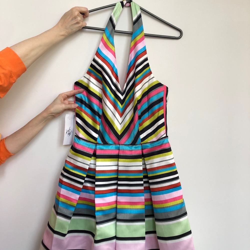 NWT Lord and Taylor Striped Halter Dress with Pockets